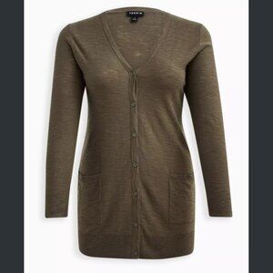 Torrid Slub Boyfriend Cardigan Button-Front Sweater